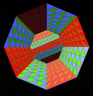 Victor Vasarely, 1908-1997, "Heisenberg", Farbserigraphie in 18 Farben auf festem Karton, 1979, handsigniert und num. XIV/L, es handelt ...