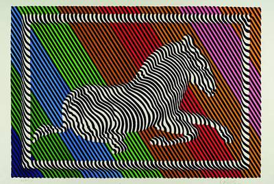 Victor Vasarely, 1908-1997, "Zebra No 3", Farblithographie auf Japanpapier, 1984, handsigniert und num. XLVIII/L, es handelt sich bei dem ...