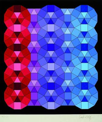 Victor Vasarely, 1908-1997, "YKA", Farblithographie auf Japanpapier, 1989, handsigniert und num. XLIII/L, es handelt sich bei dem Blatt, um ...