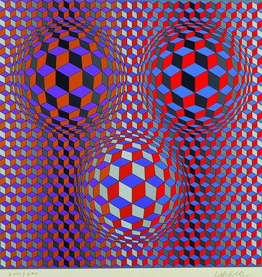 Victor Vasarely, 1908-1997, "Phoenix Constellation", Farblithographie auf Japanpapier, 1987, handsigniert und num. LVIII/L, es handelt sich ...