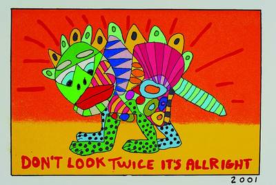 James Rizzi, 1950-2011, "Don´t look twice it´s allright", Original Farblithographie von 2001 auf Bütten, ca. 10x14,5 cm, Blattgr. ca. ...