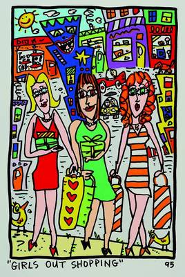 James Rizzi, 1950-2011, "Girls out shopping", Original Farblithographie von 1995 auf Bütten, ca. 26,5x17 cm, Blattgr. ca. 34,5x24,5 cm
