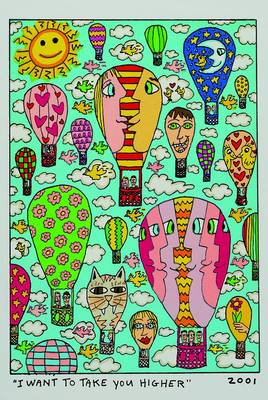 James Rizzi, 1950-2011, "I want to take you higher", Original Farblithographie von 2001 auf Bütten, ca. 24x16 cm, Blattgr. ca. 30,5x23,5 cm