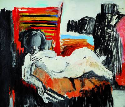 Heinz Seeber, 1930 München - 1998 Triest, "Rodrigo und Akt", Öl/Lwd., rückseitig signiert und datiert (19)80, ca. 70x81 cm, Keilrahmen