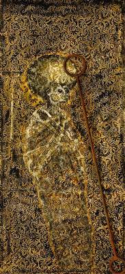 Weber, Hermann, geb. 1956 Biberach, Echnaton begegnet Leonardo da Vinci, Öl- Tempera auf Stoff, verso signiert, ca. 220x100 cm
