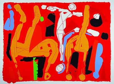 Marino Marini, 1901-1980, "Chevaux et Cavaliers V", Farbserigraphie aus Siae 1994, Acte III, Florence/Italien, Blattgr. ca. 66.5x90 cm