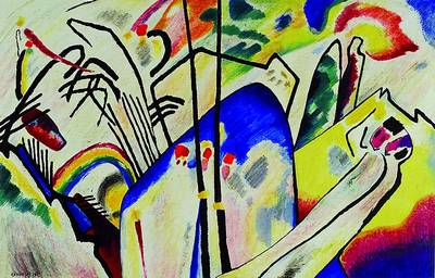Wassily Kandinsky, 1866-1944, "Komposition IV", Farblithographie aus: la period dramatique, im Druck signiert und datiert 1911, mit ...