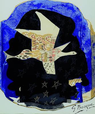 Georges Braque, 1882-1963, "L´oiseau dans le ciel", Farblithographie aus: Maeght, Exposition "Contremots", Mourlot Meaght Paris ...