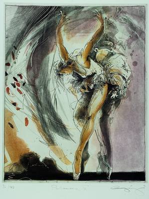 Jürgen Görg, geb. 1951 Dernbach, "Performance VI", original Farbradierung, signiert und nummeriert 96/100, Peerlings Krefeld 1997, Motiv ...