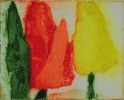 Klaus Fussmann, geb. 1938 Velbert, Farbradierung, Tulpen, handsigniert und nummeriert 80/200, Blattgr. ca. 14,5x15,5 cm