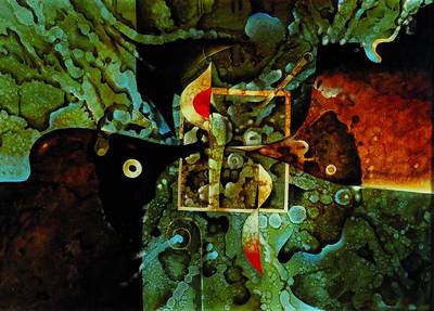 Gerd Flösser, 1936-2000 Gorxheimertal, ohne Titel, Acryl auf Spanplatte, ca. 50x70 cm, Rahmen