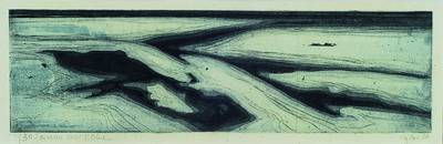Otto Eglau, 1917 Berlin-1988 Sylt, Formen bei Ebbe, Kaltnadelradierung, handsigniert und datiert 60, betitelt und num. 7/30, ca. 11x37cm, unter Glas, ...