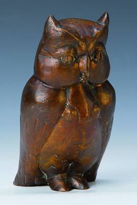 Gernot Rumpf, geb. 1941 Kaiserlautern, große Eule, Bronzeskulptur, signiert und dat. 1989, H. 24 cm, 7/25