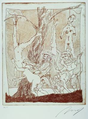 Alfred Hrdlicka, 1928-2009, Radierung, "Gehängter", handsigniert und nummeriert 35/75, ca. 49,5x40 cm, Blattgr. ca. 66x50,5 cm