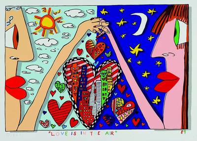 James Rizzi, 1950-2011 New York, "Love is in the air", Farblithographie, datiert 89, Blattgr. ca. 34x47 cm