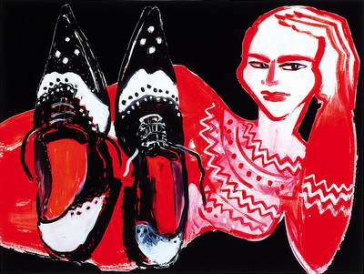 Elvira Bach, geb. 1951, "Comme de filles", Giclee auf Bütten, 2013, handsigniert und nummeriert 26/50, ca. 38x50 cm, Blattgr. ca. 49.5x61 ...