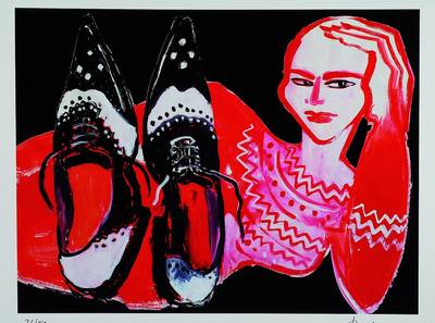 Elvira Bach, geb. 1951, "Comme des filles", Giclee auf Bütten, 2013, handsigniert und nummeriert 24/50, ca. 38x50 cm, Blattgr. ca. 49.5x61 ...