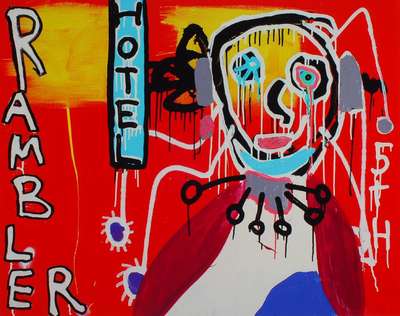 Paul Kostabi, geb. 1962, "AMC Hotel", Giclee auf Bütten, 2013, handsigniert und nummeriert 65/75, ca. 39.5x50 cm, Blattgr. ca. 51.5x61 cm