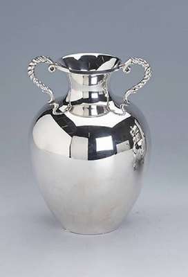 Doppelhenkelvase, 925er Silber, deutsch, Koch & Bergfeld, Balusterform, Henkel in sich gedreht, dat. 1.12.1969, H. ca. 16 cm, ca. 343 g
