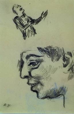 Karl Hubbuch, 1891-1979, Bleistiftzeichnung, Porträt, monogrammiert, rückseitig Nachlass-Stempel und bezeichnet "wartende Frauen", ca. ...