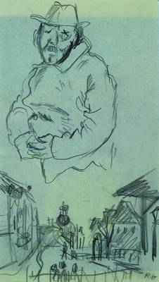 Karl Hubbuch, 1891-1979, Bleistiftzeichnung, Porträt u. Dorfszene, rechts unten monogrammiert, rückseitig Nachlass-Stempel, ca. 19.4x11.5 cm, unter ...