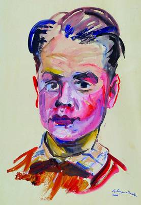 August Lange-Brock, 1891-1978, Porträt, Gouache/Papier, Nachlass-Stempel unten rechts, Blattgr. ca. 45,5x34 cm, rückseitig lt. beschm.