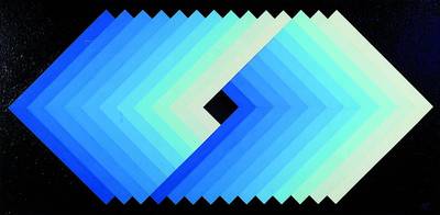 Heinz Klein, 1921 Kaiserslautern-1984 Mehlingen, Degressive Reihung, rückseitig so betitelt und datiert 1973, Acryl auf Spanplatte, monogrammiert, ...