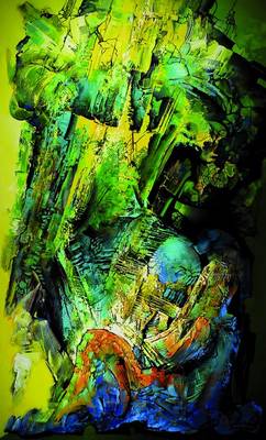 Manfred Herzog, geb. 1949 Ludwigshafen, Grüner Pilz, Öl/Lwd., pastoser Farbauftrag, unten rechts signiert, ca. 151x91,5 cm