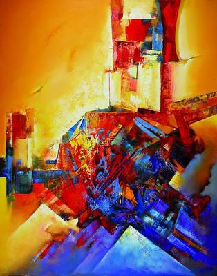 Manfred Herzog, geb. 1949 Ludwigshafen, abstrakte Komposition, Öl/Lwd., pastoser Farbauftrag, unten rechts signiert, ca. 100x80 cm