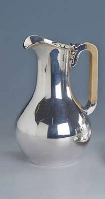 Art-Deco-Karaffe, 925er Silber und Elfenbein, Dänemark Kopenhagen 1935/40, Meistermarke Holger Rasmussen, sehr dekorativ, selten, sammelw., H ca. ...