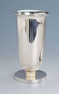 Art-Deco-Vase, 833er Silber und Elfenbein, Niederlande 1951, selten im Angebot, sammelw., H ca. 18.5 cm, ca. 315 g, leicht inegal