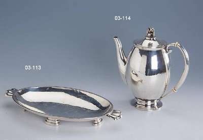 Art-Deco-Schale, 835er Silber, Dänemark Kopenhagen 1930er Jahre, MeistermarkeHugo Gruen, auf 4 getreppten Füssen stehend, für den dt. Markt ...