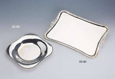 Anbietschale, Wilkens Bremen, 835er Silber, Kordelverzierung, ca. 420 g, 3 x 24 x 24 cm