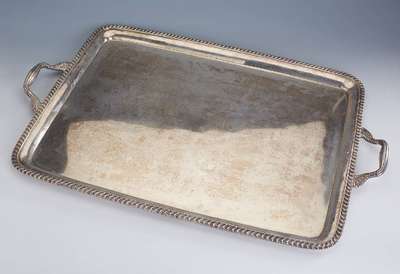 Übergroßes Prunktablett, Rußland, Petersburg, Stadtmarke Goldberg 1179: 1818-1864, 84er Silber, Meistermarke AJ = Alexander Ilitsch Jaschinow, ...