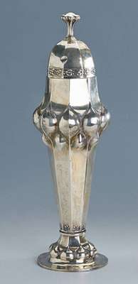 Pokal, deutsch um 1900/10, 800er Silber, ca. 330 g, Anspielung auf Ananaspokal, 8-fach facett., elegant, Eichenlaubzierband, Manufaktur Wilh. ...