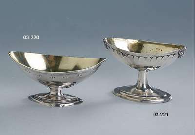 Salzgefäß, Augsburg 1818, 13-lötig, Meistermarke Phil. Fried. Bruglocher, geb. 1743, Meister 1771, gest. 1826, Girlandendekormit Abhängungen, ...