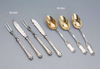 12 Kaffeelöffel, Frankreich um 1900, 950er Silber, Meistermarke Debain, nachgestochen, einer der berühmesten Entwerferum 1900 in Paris, ...