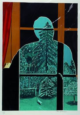 Bruno Mathon, zeitgen. frz. Künstler, Figur vor dem Fenster, Farblithographie, handsigniert und num. 104/275, ca. 53.5x44 cm