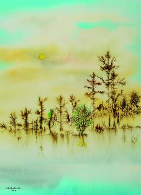 Caspar Walter Rauh, 1912-1983, Landschaft, Aquarell und Tuschfeder auf Papier, links unten signiert und datiert 74, ca. 57x42cm, unter Glas, Rahmen