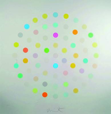 Damien Hirst, geb. 1965 Bristol, "Spot Pastel", Farbsiebdruck, handsigniert, ca. 116x112 cm, unter Glas gerahmt