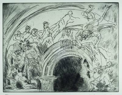 Alfred Hrdlicka, 1928-2009, "Orvieto", Radierung, handsigniert und nummeriert 146/250, ca. 76x91 cm, unter Glas gerahmt