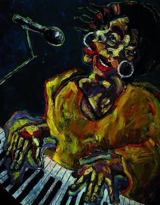 Unbekannter franz. Künstler, 60er Jahre, verso bezeichnet Marie Lou Williams 1966, Jazz Pianistin (US-amerik.), Öl/Lwd., 100 x 80 cm