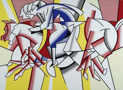 Roy Lichtenstein, 1923-1997, "The Red Horseman", Farboffset auf Premiumpapier, handsigniert, nur wenige handsignierte Exemplare, PP, ...