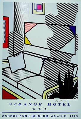 Roy Lichtenstein, 1923-1997, "Strange Hotel", Farboffset, handsigniert, nur wenige handsignierte Exemplare, ca. 87x60 cm