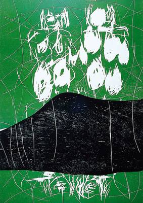 Georg Baselitz, geb. 1938, "Der Berg", Farboffset auf festem Karton, handsigniert und datiert 93, nur wenige handsignierte Exemplare, ca. ...