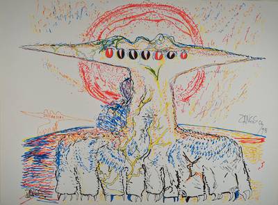 Herbert Zangs, 1924 Krefeld-2003 Düsseldorf, Farbsiebdruck auf Karton, handsigniert und nummeriert 66/98, ca. 70x95 cm