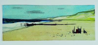Otto Wilhelm Eglau, 1917-1988, Aquarell, Buhnen am Sylter Strand, Papier, signiert und dat. 58, 18.5 x 48.5 cm