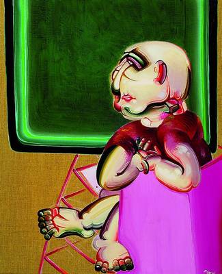 Michel Carré, geb. 1950, zwei Gemälde, sitzende Person, Öl/Lwd., signiert, 45 x 55 cm