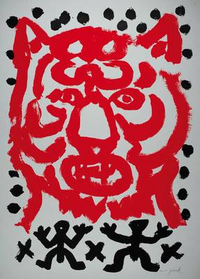 A.R.Penck, geb. 1939 Dresden, Farbsiebdruck, Tiger, handsigniert, ca. 89,5x69,5 cm