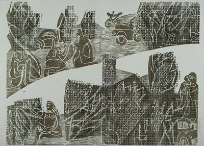 Hap Grieshaber, 1909-1981, 2 Farbholzschnitte, je handsigniert, je ca. 59x43 cm, mit Bugfalte